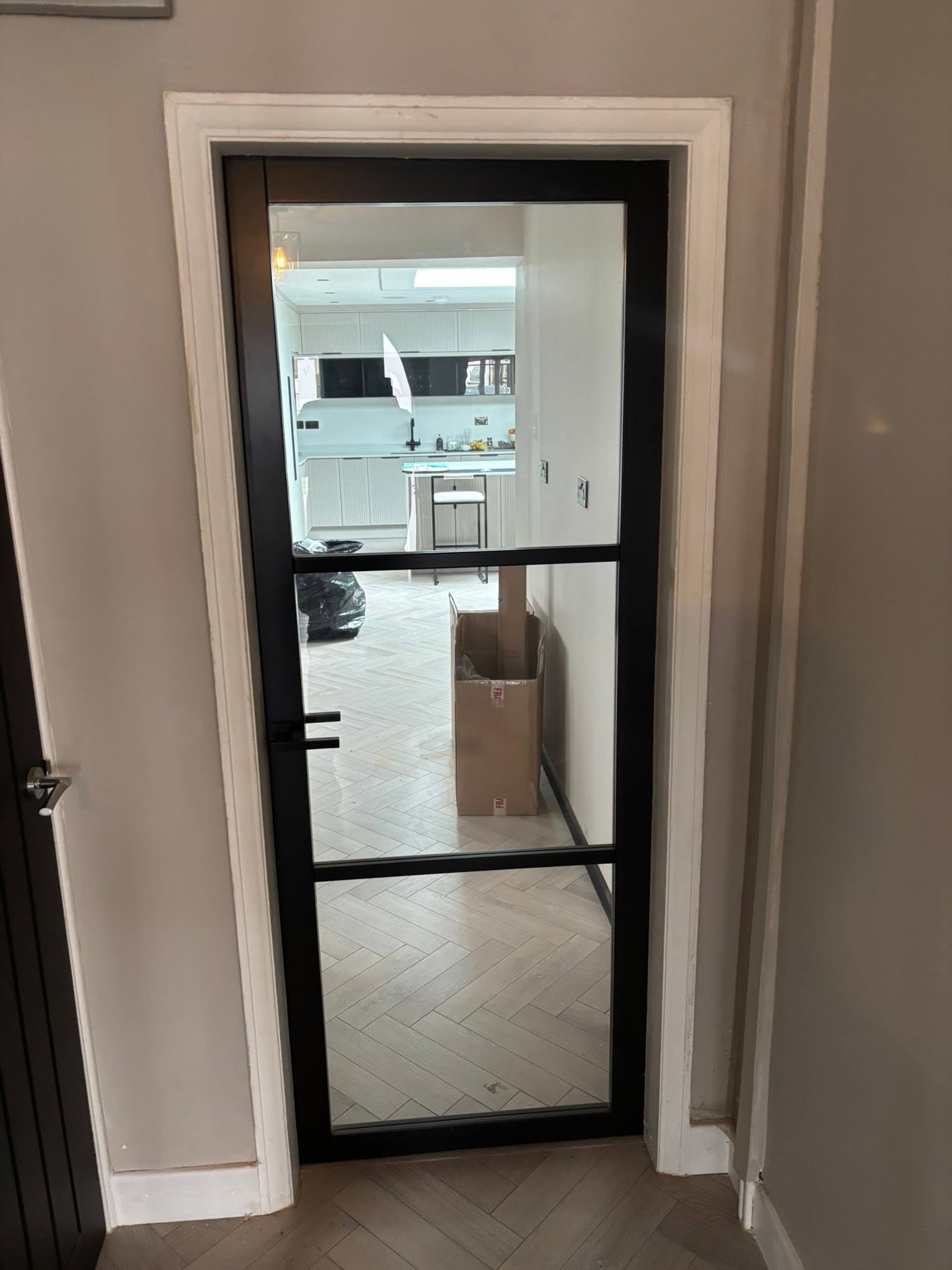 Black glazed internal door
